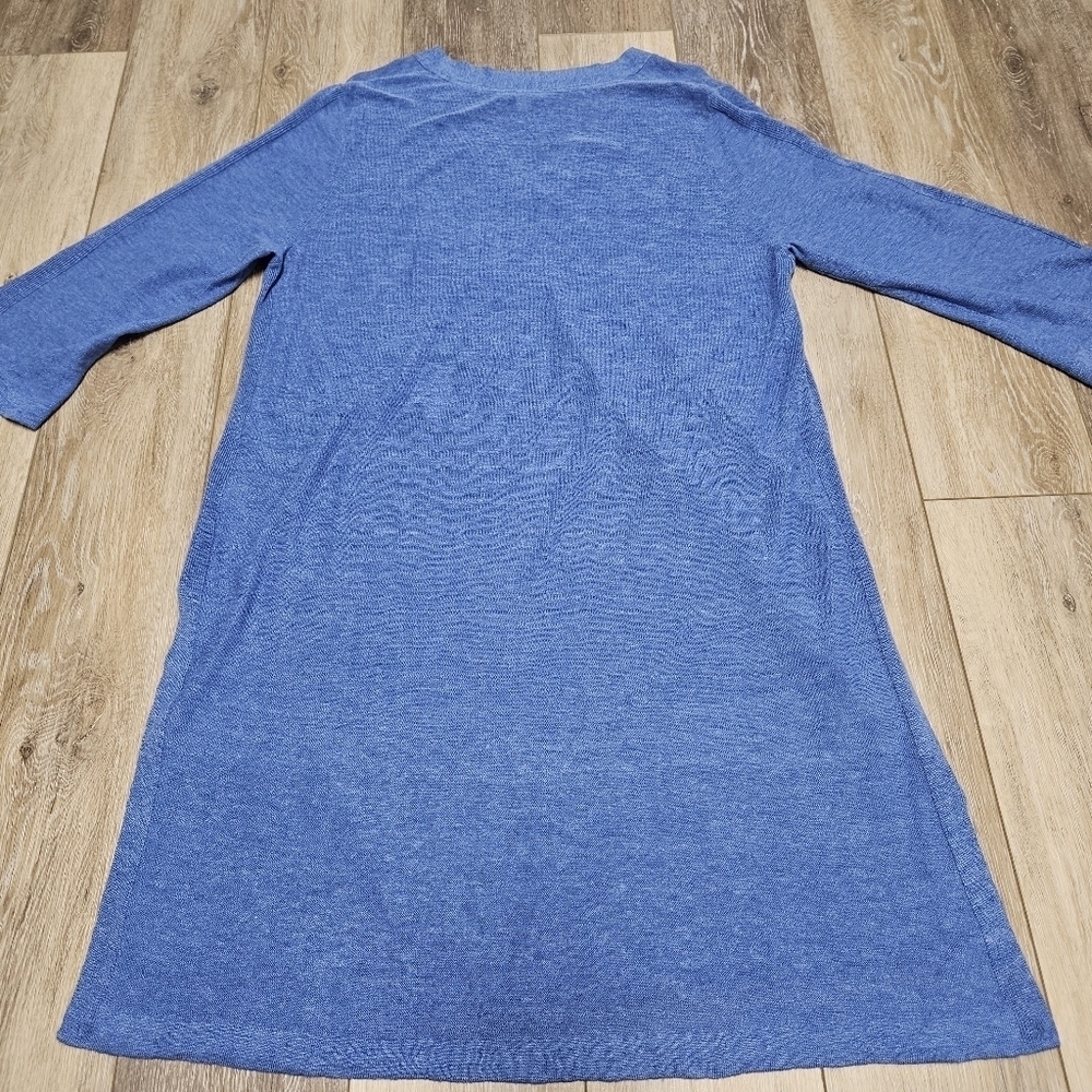 J. Jill Linen Blend Knit V Neck Long Sleeve Dress Robin Egg Blue Women's Large - Picture 8 of 10